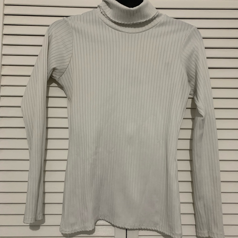 Nasty Gal White Ribbed Turtleneck Top Size 6
